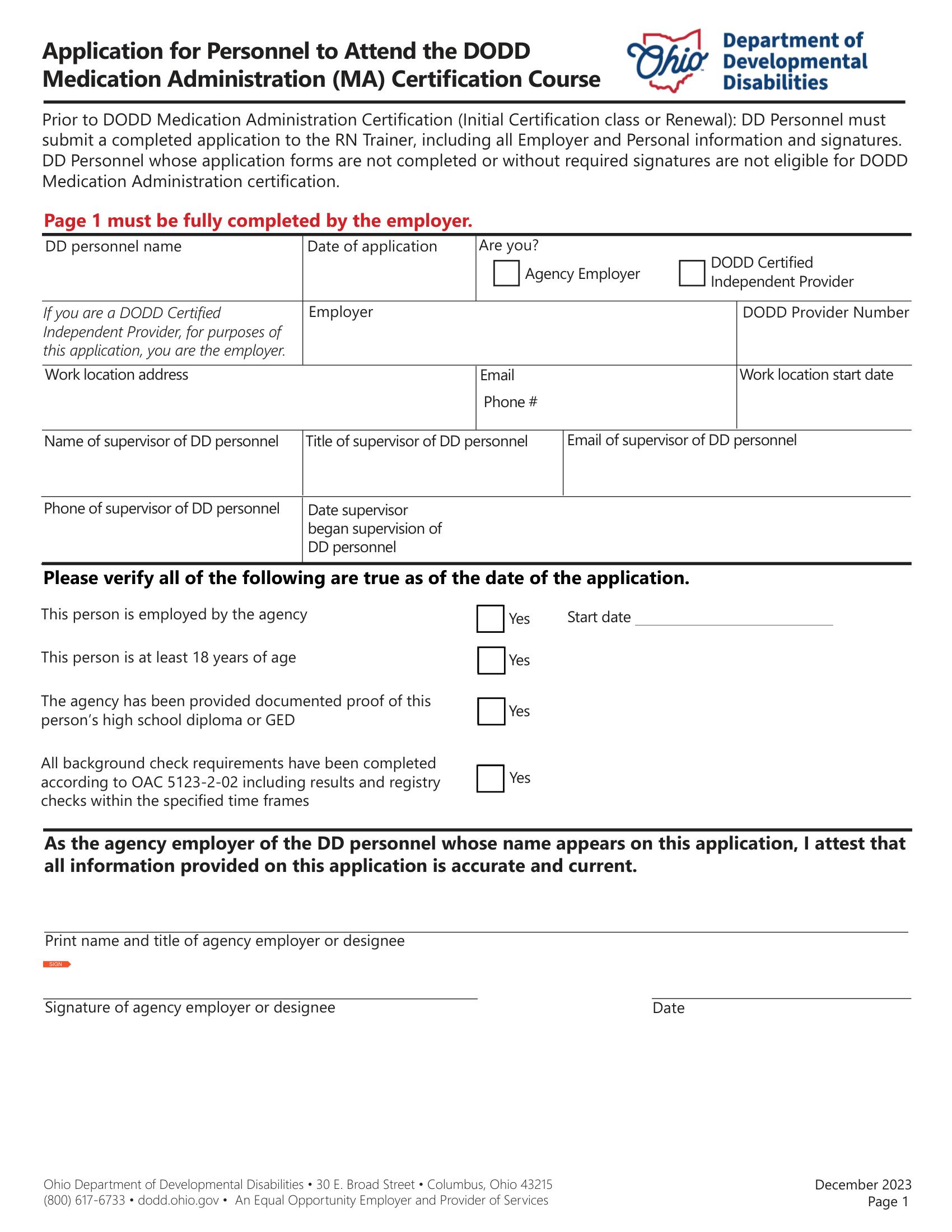 Ohio disclosure form