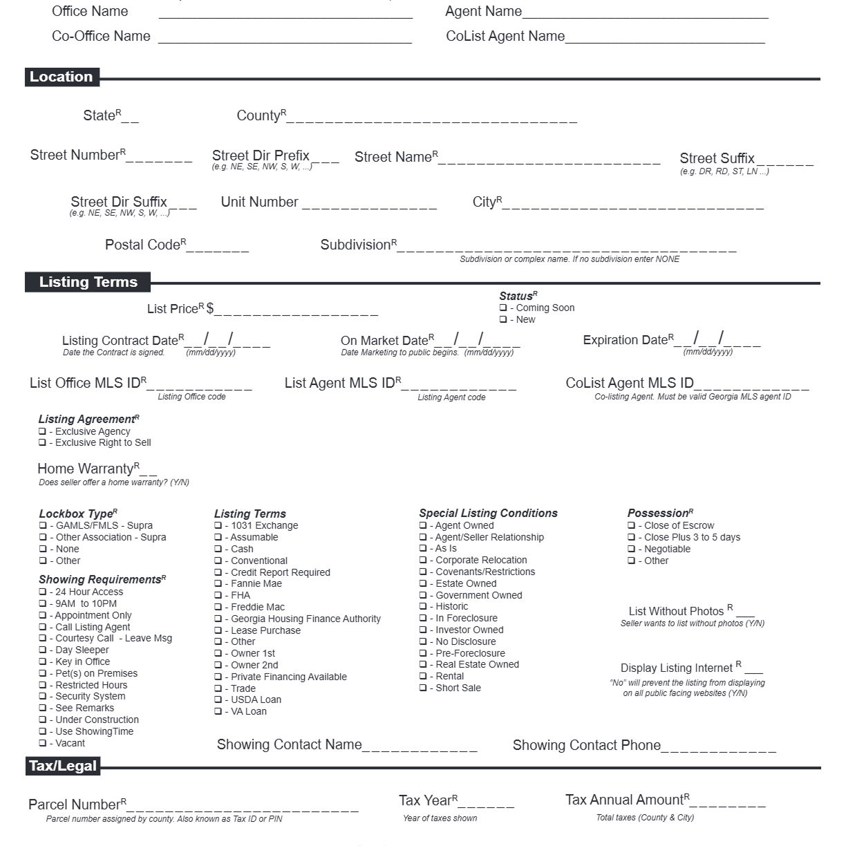 Example of a form without fields