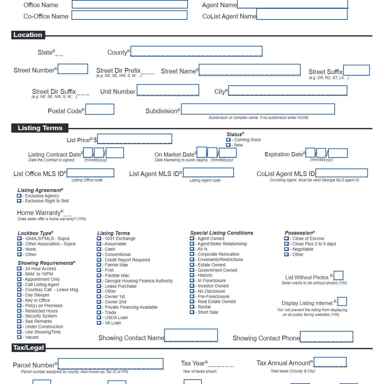 The same form with automatically detected fields