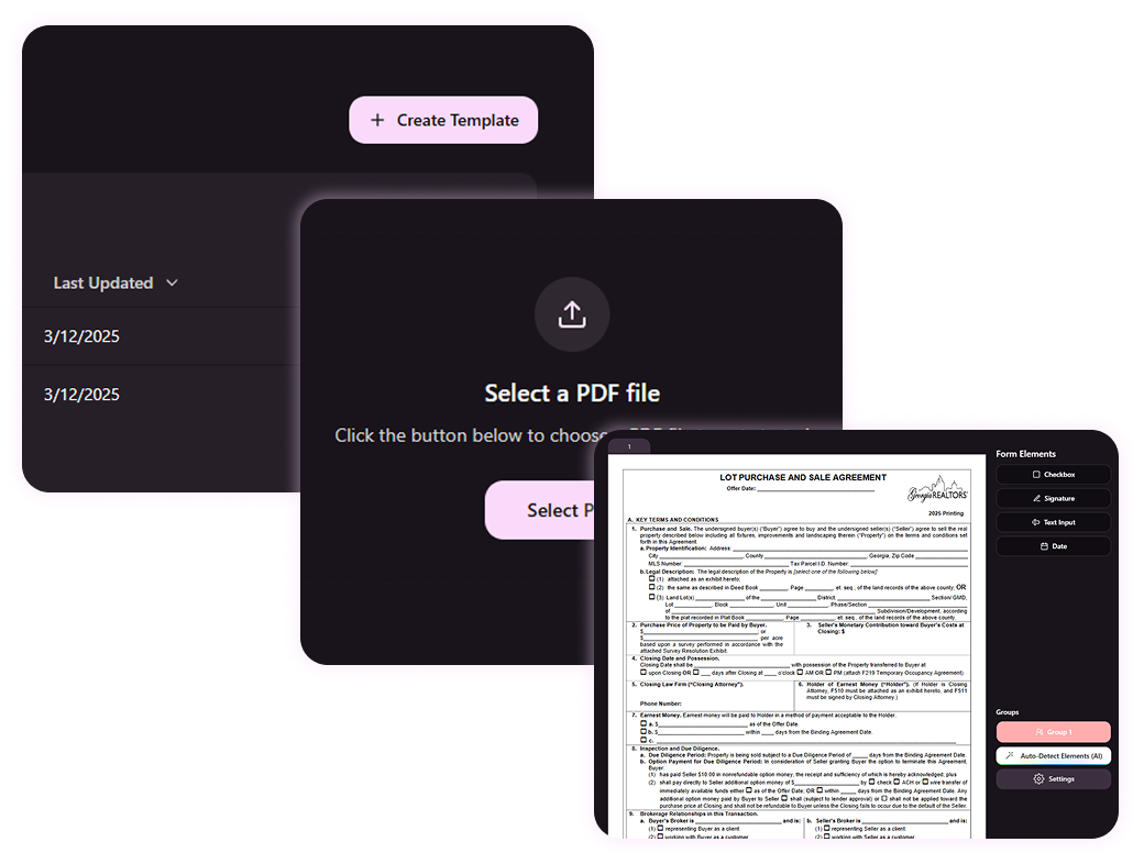Upload interface example